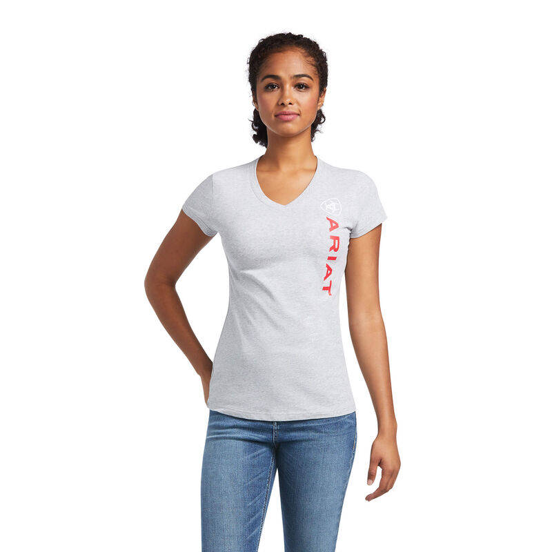 Camisetas Ariat Vertical Logo Gris Mujer - Chile 352-XNUJKV